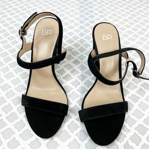 GUC BP Lula Black Block Heel Slingback Sandal in Black Suede